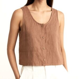 Things Between 100% Cotton Light Brown Scoop Button Tank Top Size S